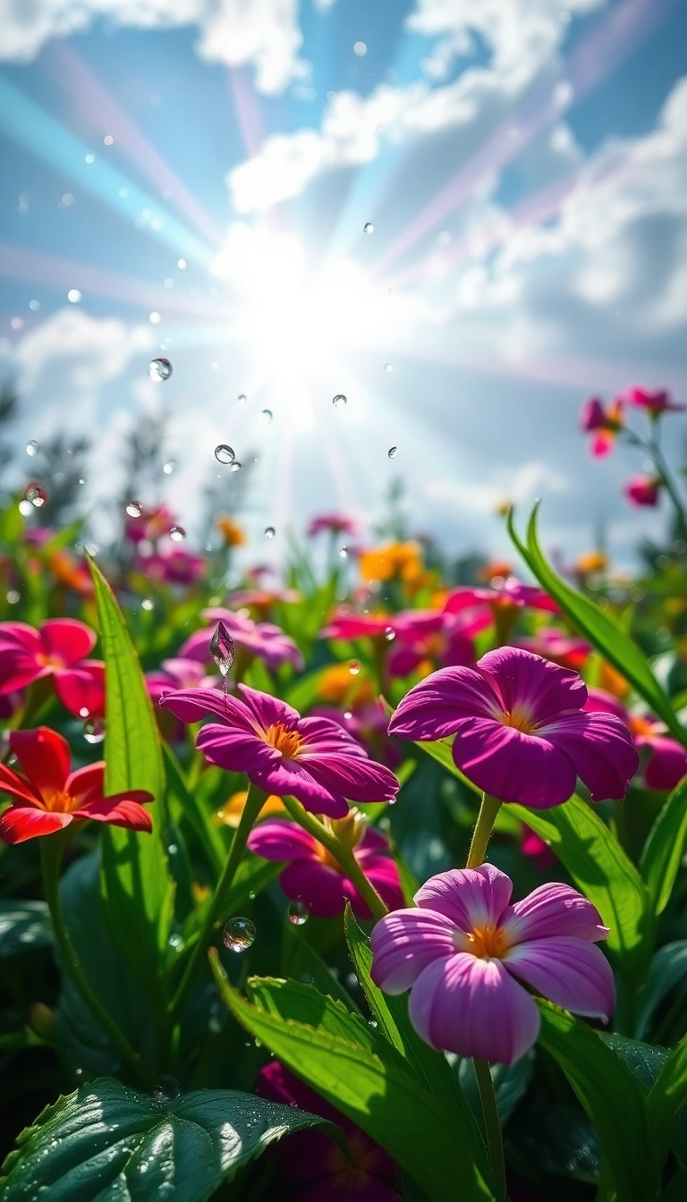 Free Spring Rain Garden iPhone Gorgeous Wallpaper
